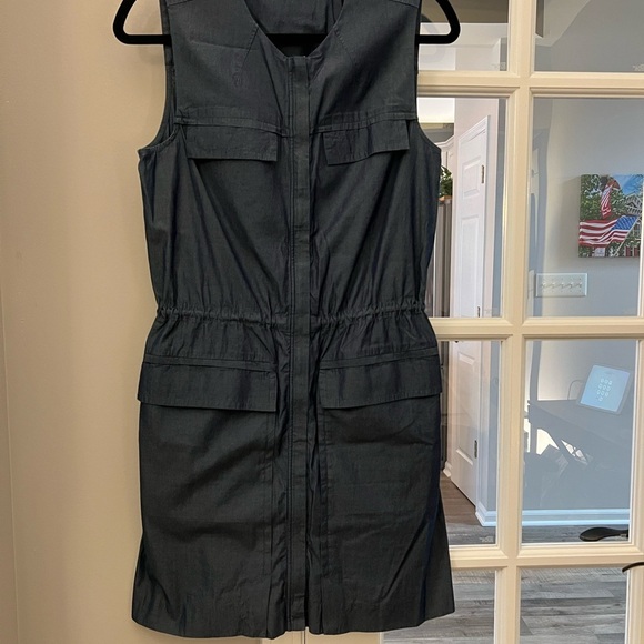 Theory Sleeveless Navy Mini Dress with full zip up front & pockets sz M EUC - Picture 2 of 10